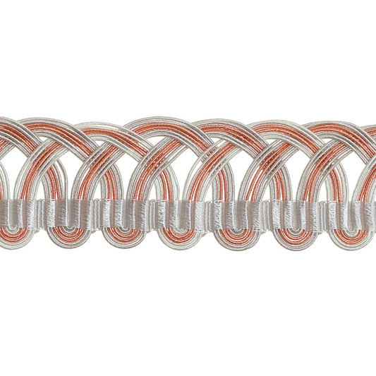 Valenza Decorative Heritage Scroll Braid 32mm Trim Venetian Blush