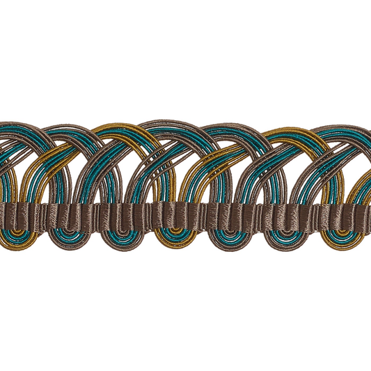 Valenza Decorative Heritage Scroll Braid 32mm Trim Verdigris Royale