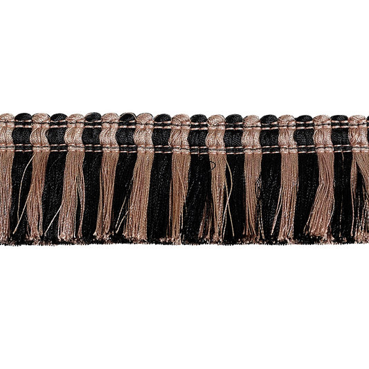 Valenza Two Tone Brush Fringe 50mm Trim Black Truffle