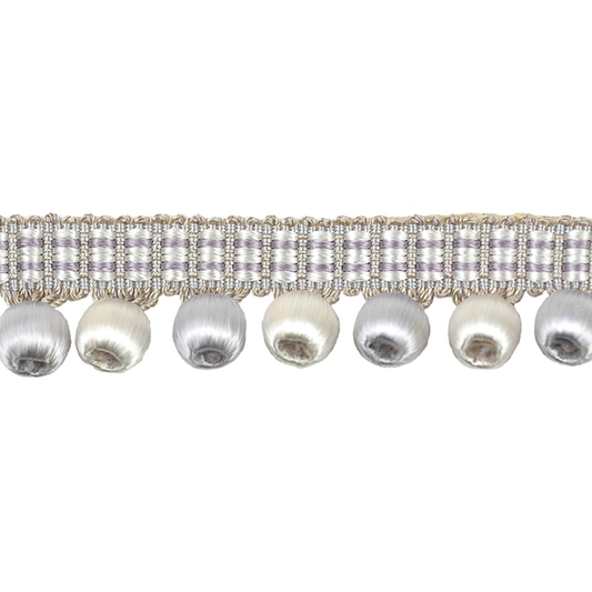 Decorative trim with pearls and ribbons on a white background