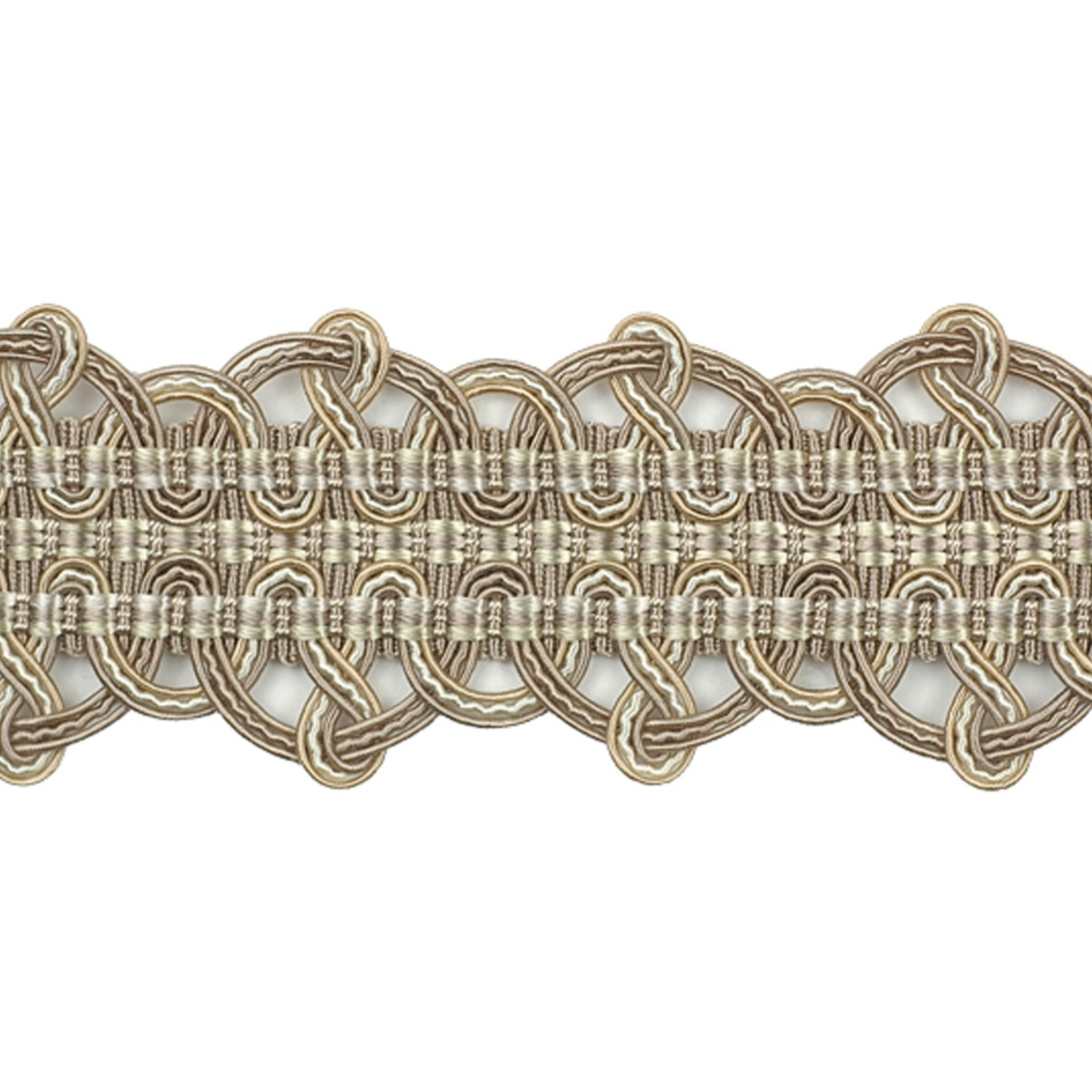 Decorative lace trim with intricate patterns on a white background
