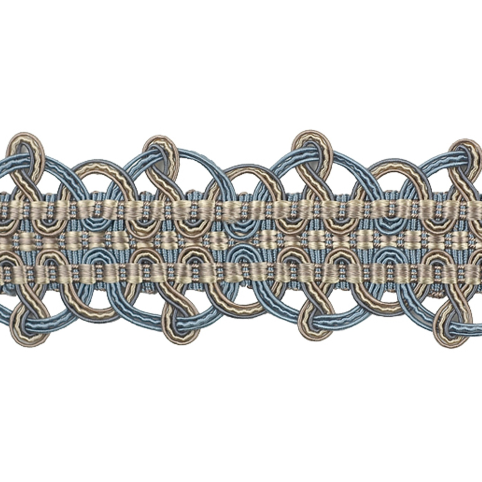 Decorative lace trim with intricate patterns on a white background