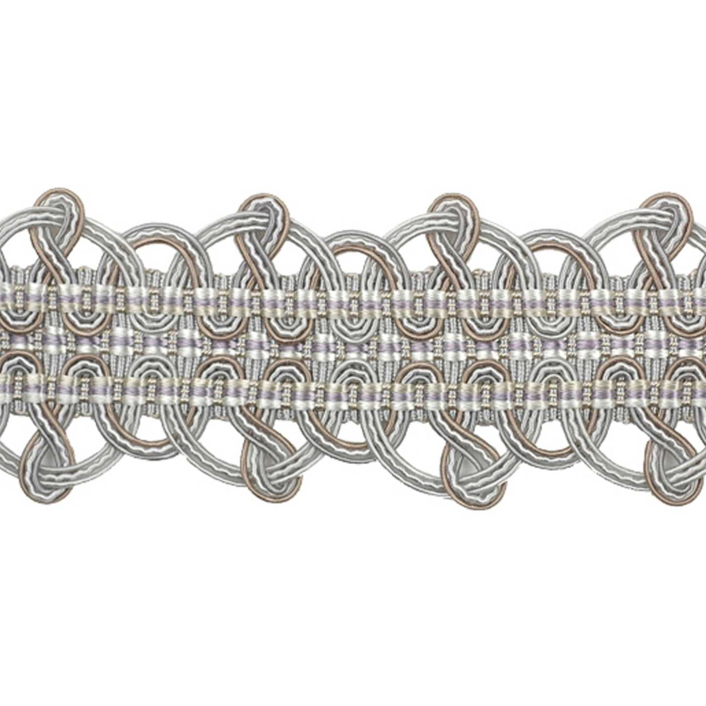 Decorative lace trim with intricate patterns on a white background