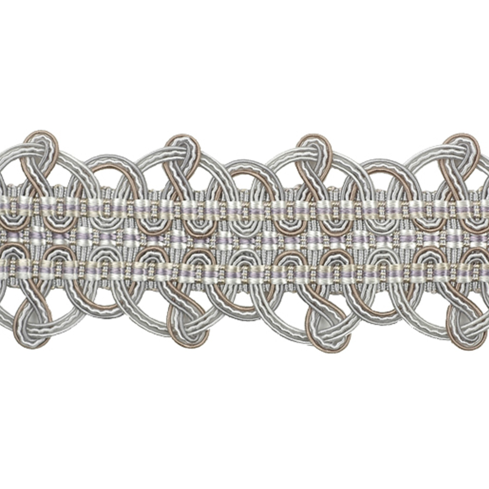 Decorative lace trim with intricate patterns on a white background