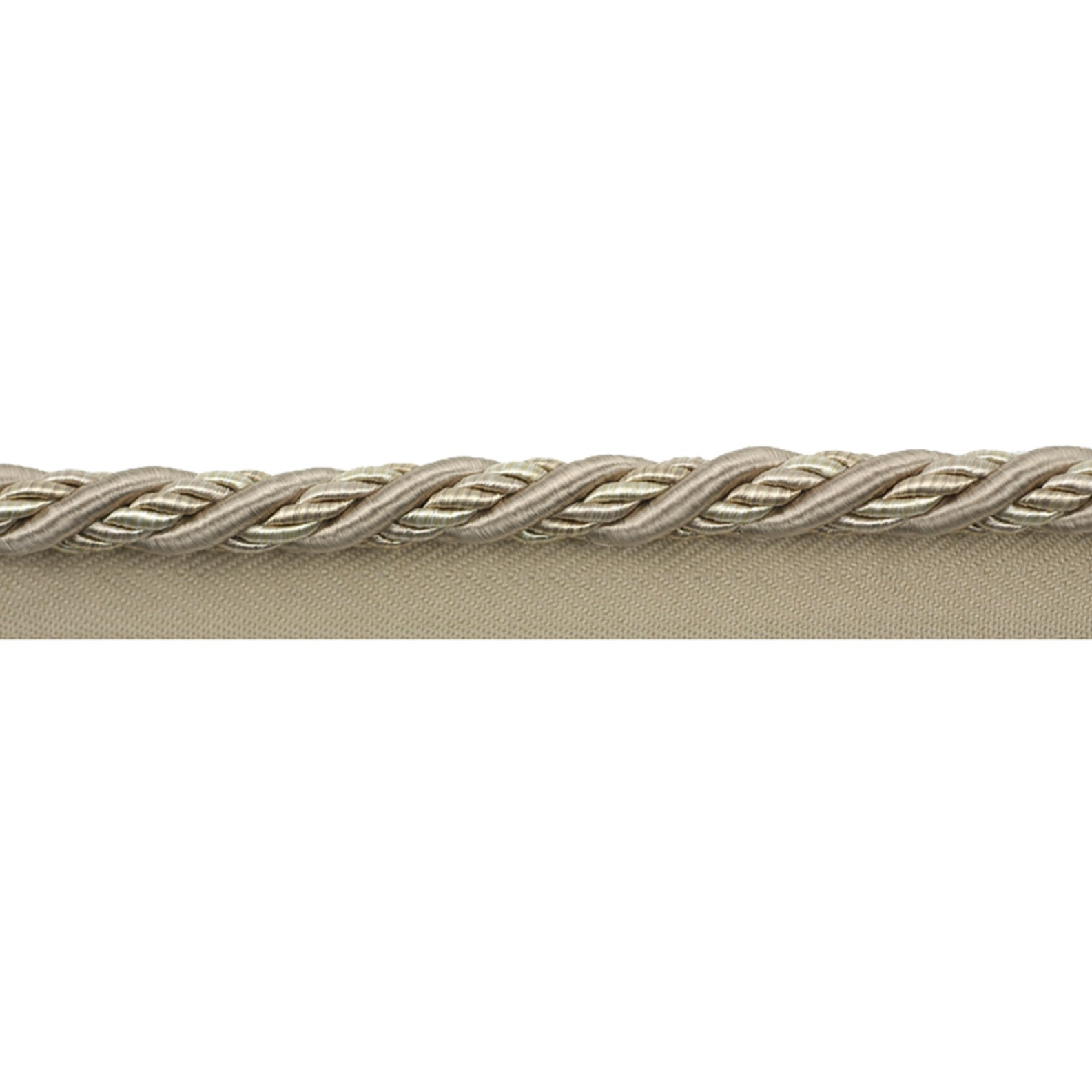 Decorative piping cord with braided design on a white background