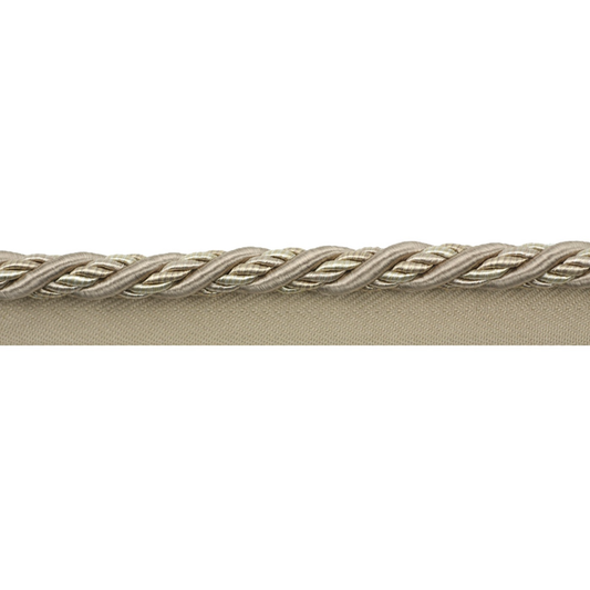 Decorative piping cord with braided design on a white background