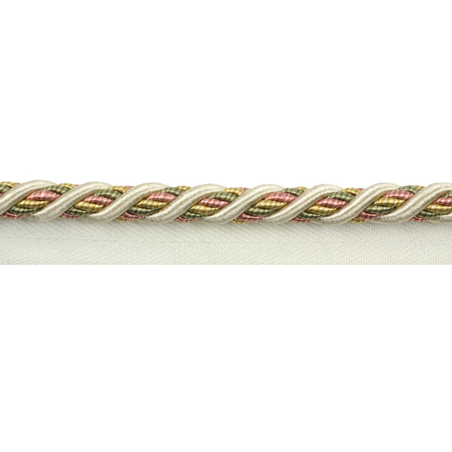 Close-up of a piping cord trim on a white background