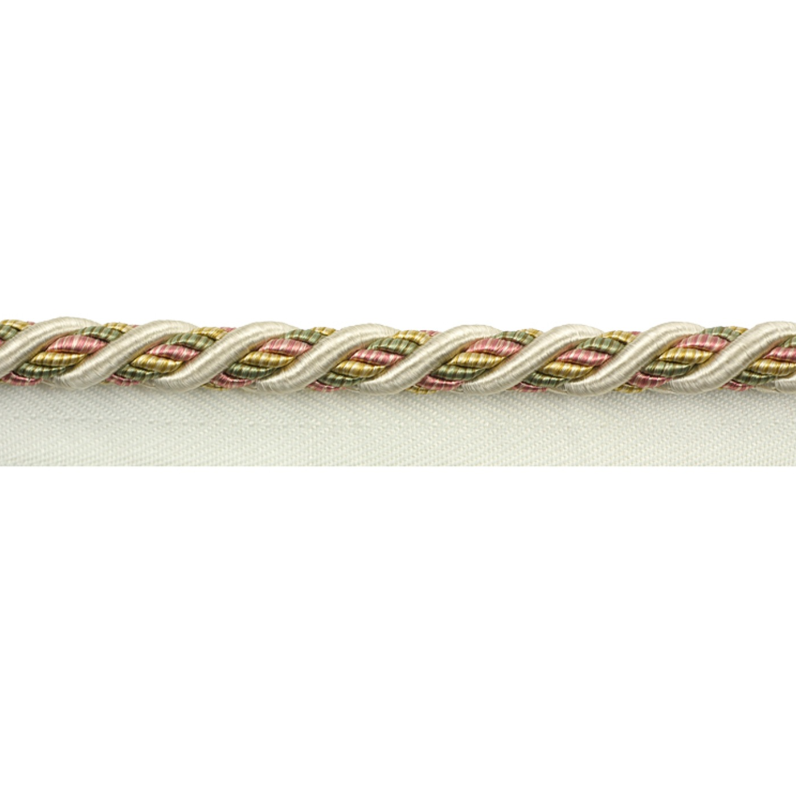 Close-up of a piping cord trim on a white background