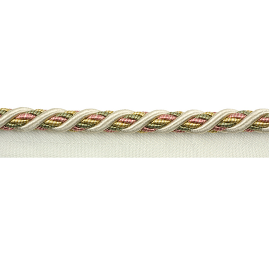 Close-up of a piping cord trim on a white background