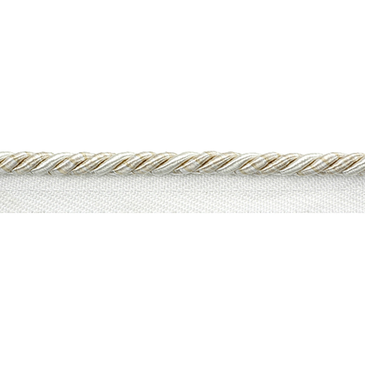 Silver piping cord on a white background