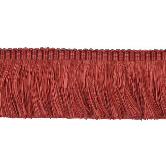 Red fringe trim on a white background