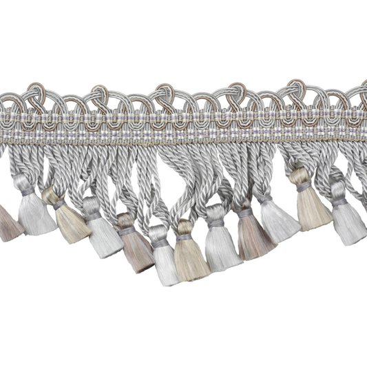 Decorative trim with tassels on a white background