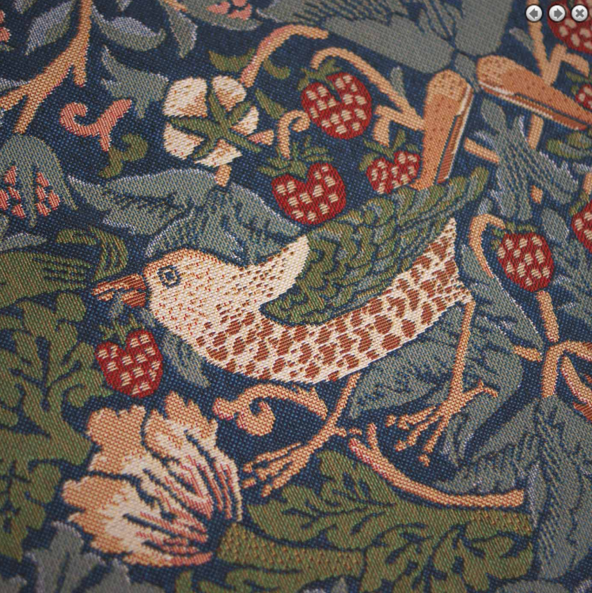 William Morris Tapestry and Chenille Strawberry Thief Blue Weave