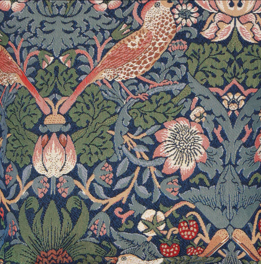 William Morris Tapestry and Chenille Strawberry Thief Blue Weave Upholstery Fabric