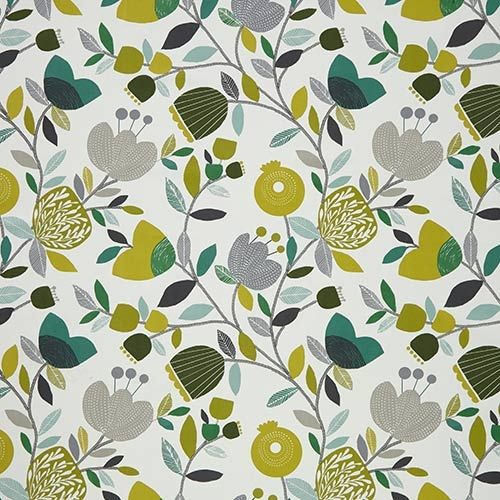 Mid Century Modern Wild Flower Lime Fabric