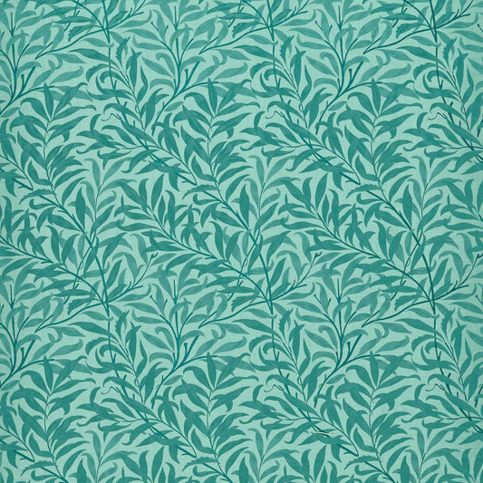 William Morris Willow Bough Jacquard Large Leaf Teal Fabric 