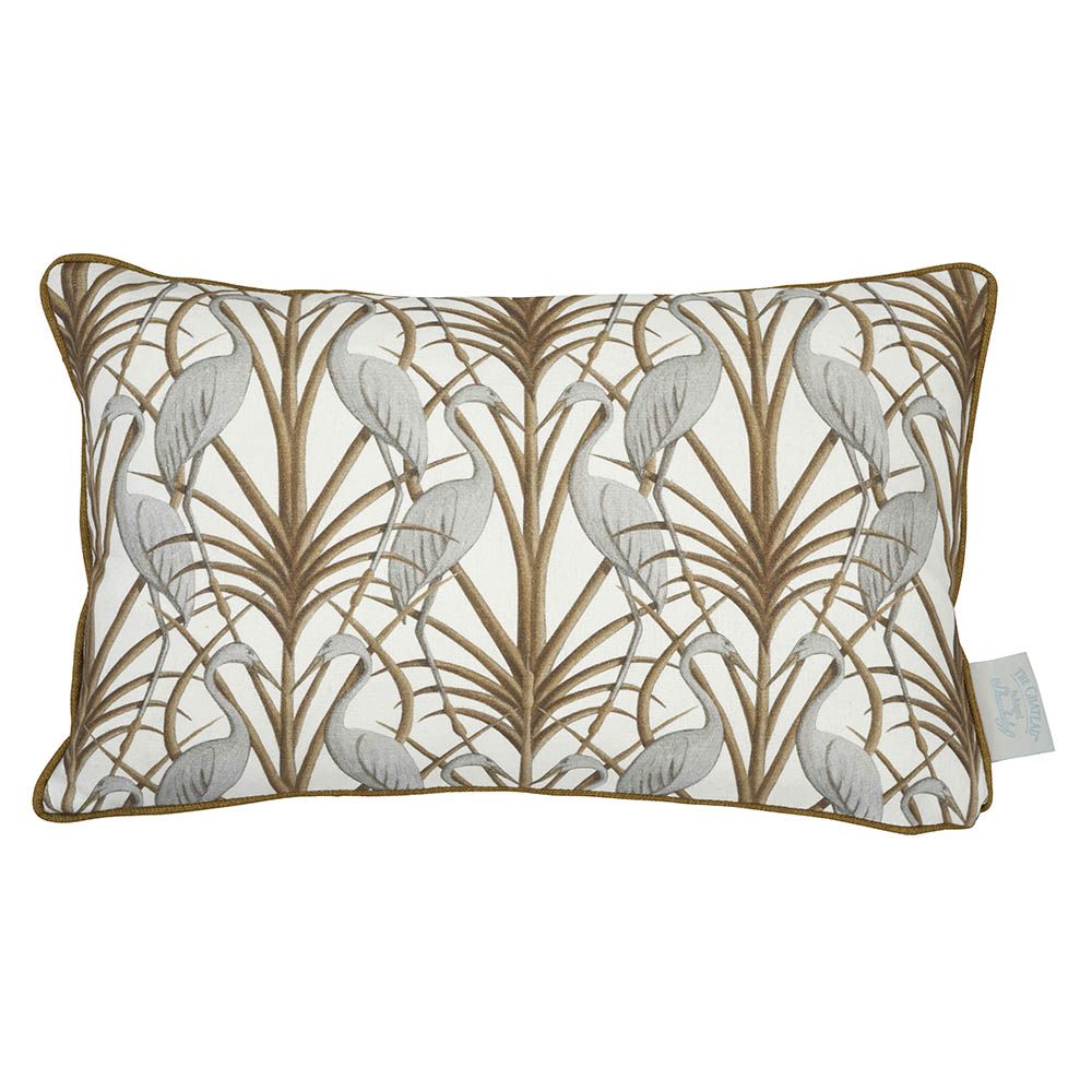 Nouveau Heron Cream Rectangular Piped Edge Cushion