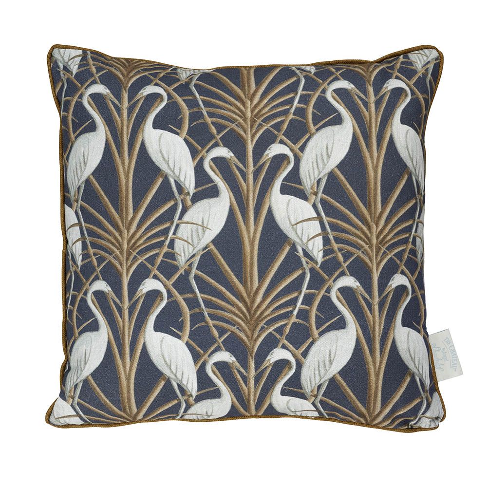 Nouveau Heron Navy Piped Edge Cushion