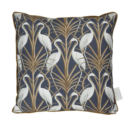 Nouveau Heron Navy Piped Edge Cushion