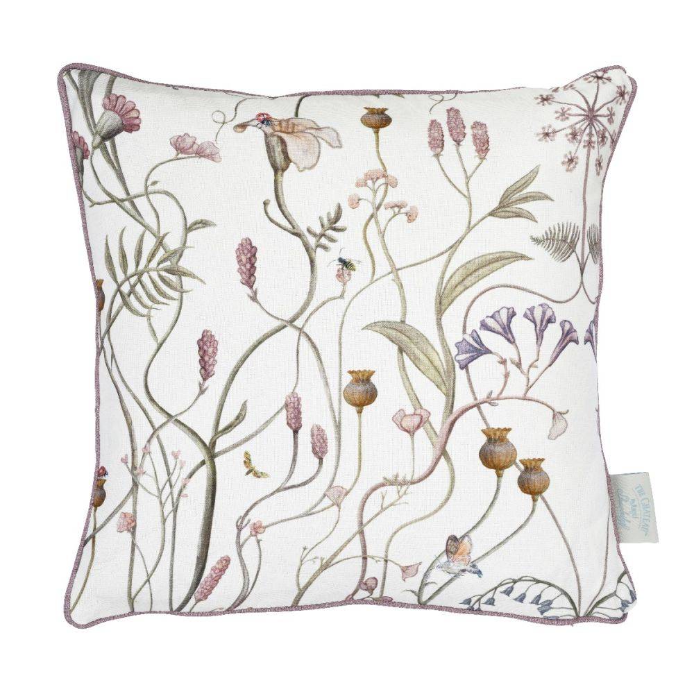 The Wild Flower Garden Whisper White Piped Edge Scatter Cushion